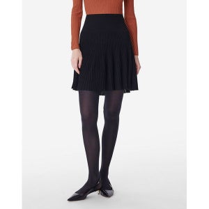 [아떼바네사브루노]  블랙 골지 펀칭 밴딩 스커트 VISK3F104BK