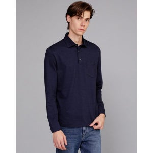 [닥스]  남성 네이비 마이크로 조직감 긴팔 카라 티셔츠 DMTS3C012N2