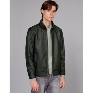 [닥스]  남성 그린 오일 투톤 양가죽 블루종 점퍼 DMJU3D701E2