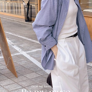 [MADE]시안 루즈핏 스트라이프 긴팔 셔츠