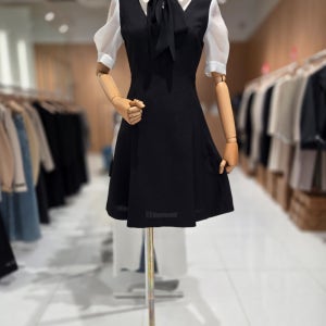 [라인어디션](N854) 여성 리본 타이 반팔 원피스 NVOPPE9700