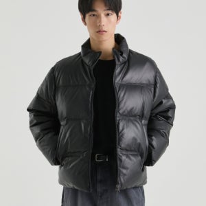 [무신사 스탠다드] 램스킨 다운 푸퍼 숏 패딩 재킷 [블랙] MMADJBZ91-BK