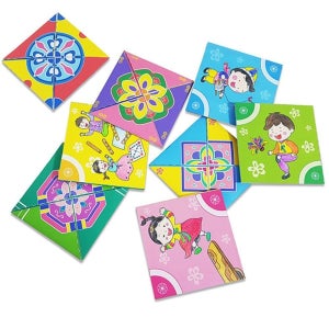어린이집 전통놀이 딱지접기 전통문양 딱지만들기세트 (1세트 4개) 10개