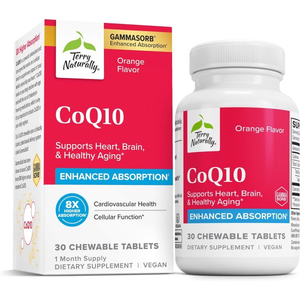 <b>테리 내추럴리</b> CoQ10 츄어블 - 세포 <b>에너지</b> 지원 보충제 흡수율이 높은 건강한 노화와 뇌 건강을 위한 영양 30개  1개