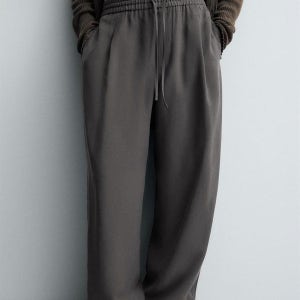 자라 모달 혼방 스티치 테크니컬 와이드 밴딩 팬츠 5891/449 DARK GREY_P0185891449DARKGREY