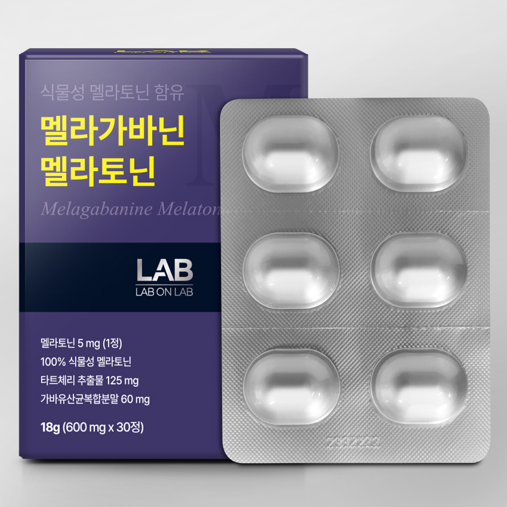 랩온랩 식물성 <b>멜라토닌</b> 함유 멜라가바닌 <b>멜라토닌</b> 5mg 600mg x 30정, 1개