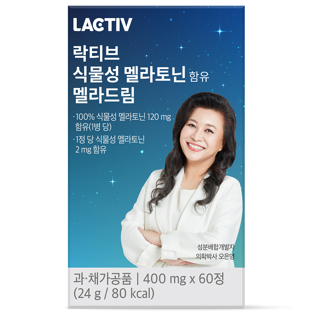 한국씨엔에스팜 락티브 식물성 <b>멜라토닌</b> 함유 멜라드림 400mg x 60정, 3개