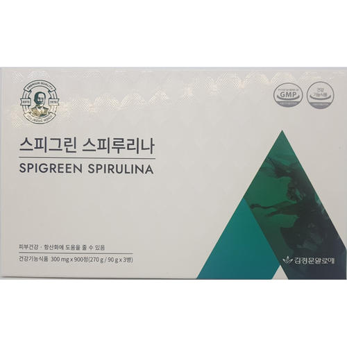 김정문알로에 스피<b>그린 스피루리나</b> 300mgx300정x3병(90일분) - 마스크