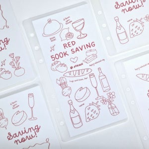 A6) 프렌치 레드 50만원 저축  6공 현금 속지, 나랑노랑