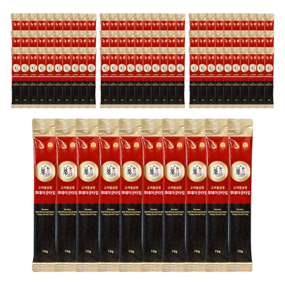 고려홍삼정 <b>투데이굿타임</b> 홍삼스틱 <b>15g</b> 100개 어버이날 부모님 건강 홍삼 선물세트