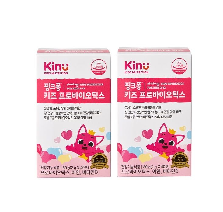 GNC [KINU] 키누 <b>핑크퐁 키즈</b> 프로바이오틱스 (2g X 40포 X 2개) /<b>어린이</b>유산균  GNC [KINU] 키누 <b>핑크퐁 키즈</b> 프로바이오틱스 (