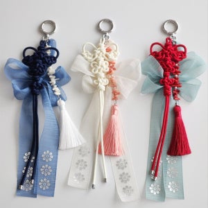 날개 매듭 산호 태슬 노리개 키링(컬러 커스텀), 청순한호랑이