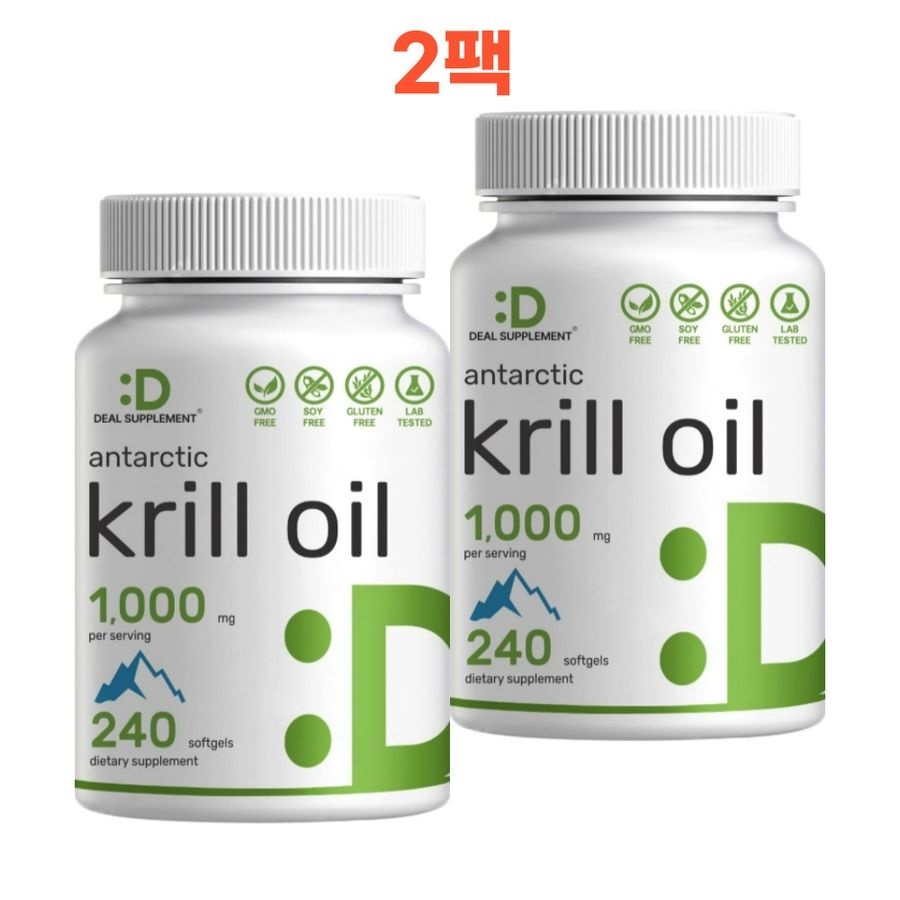 DEAL 남극크릴오일 1000mg 오메가3 인지질 아스타잔틴 240정 2팩