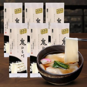 일본 하나야마 넓적 납작 오니 히모카와 우동 2인분 200g x6팩