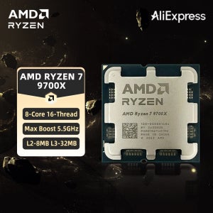 AMD 라이젠 7 9700X 맥스부스트 5.5GHz 8코어 16스레드 소켓 AM5 CPU 데스크탑 게이밍 프로세서 (패키지 미포함)