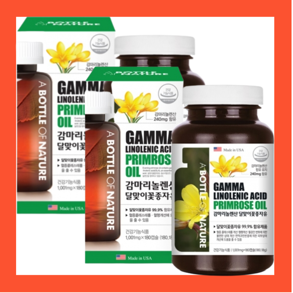 <b>감마리놀렌산</b> 효능 생리전 생리불순 <b>달맞이꽃종자유</b> 영양제 6개월분  180정  2개