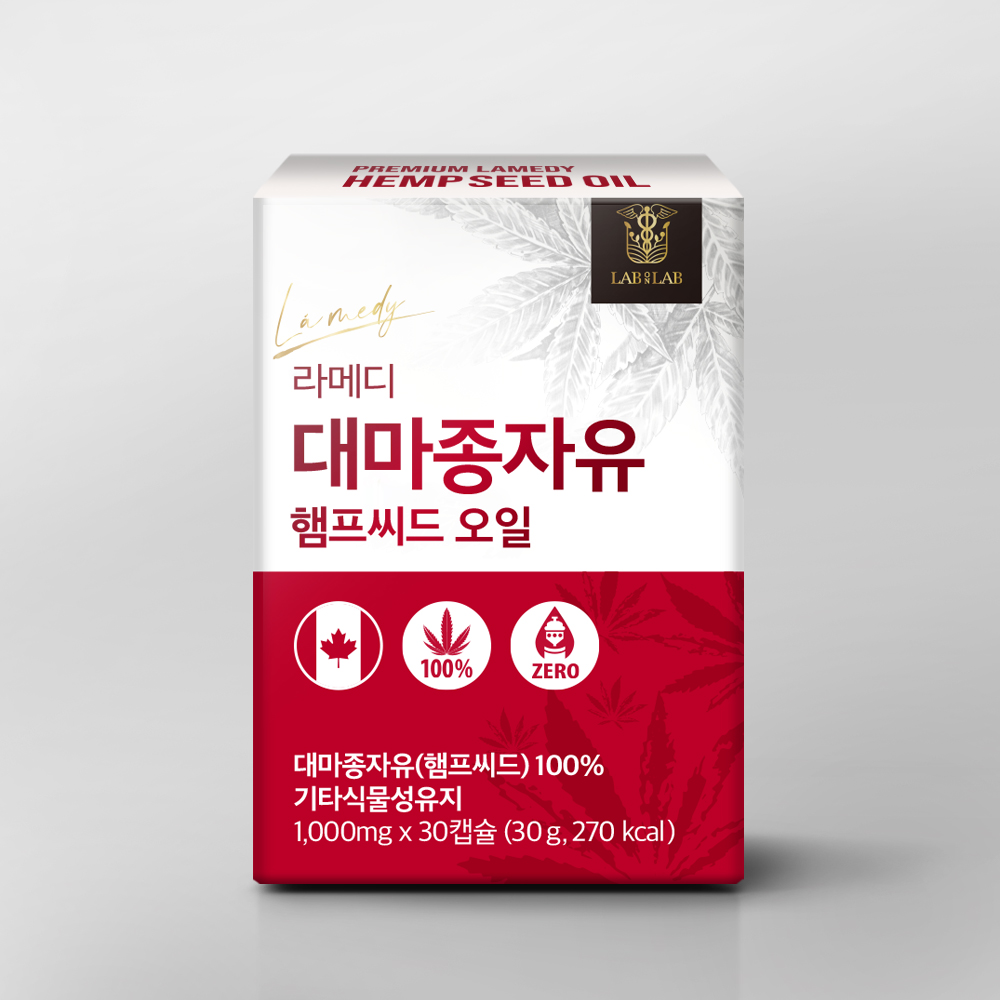 7LAB 랩온랩 <b>대마종자유</b> <b>햄프씨드 오일</b> 1000mg x 30캡슐, 3개