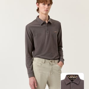 [닥스 남성] [LF몰단독][닥스훈트] 브라운 기모 마이크로 패턴 카라 티셔츠 DMTS5D502W2