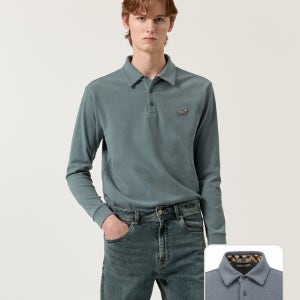 [닥스 남성] 닥스 라이트터키쉬블루 마이크로 패턴 카라 티셔츠 DMTS5D502T1