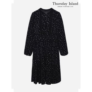 [써스데이아일랜드]  벨벳 믹스 셔링 원피스(T238MOP240W)