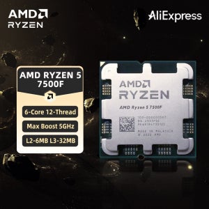 AMD 라이젠 5 7500F CPU AMD R5 7500F 프로세서 최대 5GHz 6코어 12스레드 소켓 AM5 데스크탑 게이밍 CPU (PC 게이머용)
