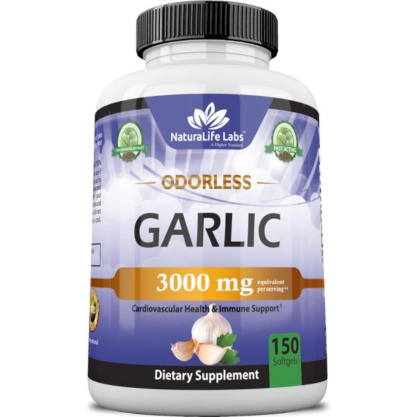 나투라라이프 랩스 더 높은 기준 무취 마늘 3000mg 면역 체계 지원 - 소프트젤 Natura라이프 <b>랩</b>
