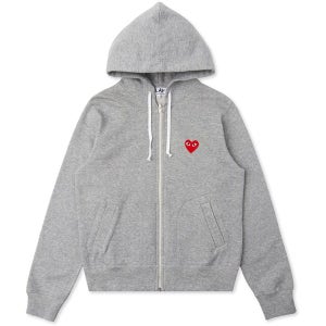 크롬하츠 꼼데가르송 플레이 여성 레드 멀티 하트 집 업 후디 그레이 AXT2490511