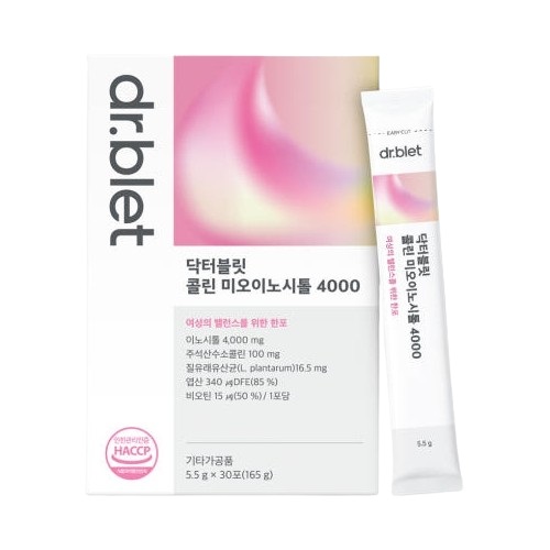 대원헬스케어 닥터블릿 <b>콜린</b> 미오이노시톨 4000 5.5g x 30포, 1개