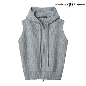 나인식스뉴욕 후드 끈 하찌 투웨이 집업 니트 베스트 (NO4VW003L0)