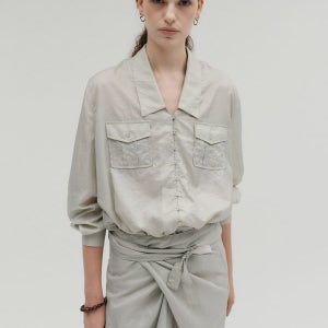 [솔티페블] [2nd REORDER] POCKET BUTTON GLOSSY SHIRTS [BEIGE]