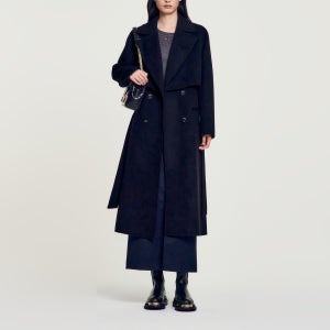 [산드로] 슬릿 벨티드 롱 코트 SF24W2FRUH399