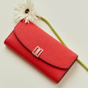 [닥스 액세서리 여성] 닥스 레드 로고장식 소가죽 장지갑 WCWA4F450R2