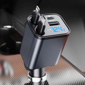 몬스터라이트 엑셀 차량용 시거잭 고속 충전기 30W 릴 케이블 C 타입 4in1