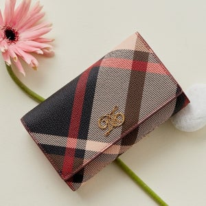 [닥스 액세서리 여성] 닥스 레드 체크 가죽 중지갑 WCWA4F702R2