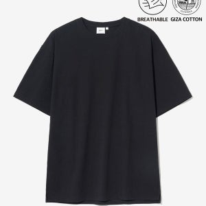 [예일] [PREMIUM COTTON] 기자 코튼 반팔티셔츠 블랙