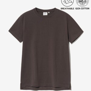 [예일] [PREMIUM COTTON] 우먼즈 기자 코튼 반팔티셔츠 다크 브라운