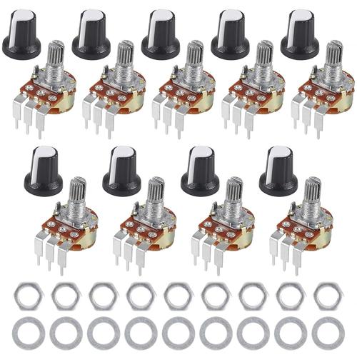 [아마존 공식]<b>B50</b>K 전위차계 스위치 직각 전위차계 전자 부품 9개