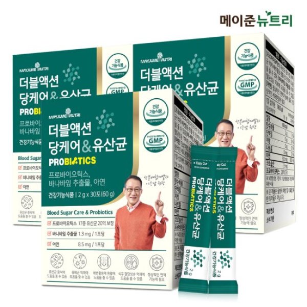 메이준뉴트리 더블액션 당케어  유산균 혈당케어 바나바 3박스 (3개월분)