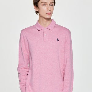 [헤지스 남성] [아이코닉] 핑크 긴팔 피케 폴로 셔츠 HZTS5D431P2