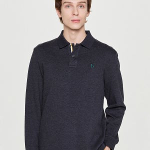 [헤지스 남성] [아이코닉] 차콜 긴팔 피케 폴로 셔츠 HZTS5D431CG