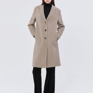 [헤지스 여성] [클리어런스][스테디셀러][울100] 베이지 멜란지 롱 코트 WSCO4DC10I1