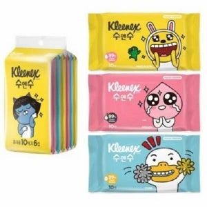 (현대Hmall) 아트박스/오피스큐 크리넥스 수앤수 카카오프렌즈 물티슈 10매X6입