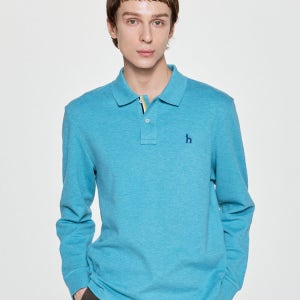 헤지스 남성 터콰이즈 긴팔 피케 폴로 셔츠 딜 90 청록 HZTS5D431T2