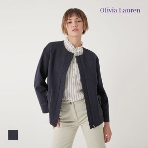 올리비아로렌 배색 리본 드롭 재킷VOCFU3F7411