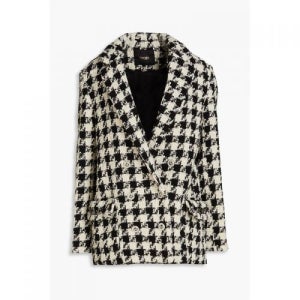 마쥬 Double-breasted houndstooth boucle-tweed blazer