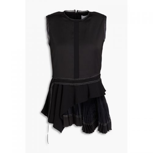 3.1 PHILLIP LIM Layered pleated chiffon and satin top