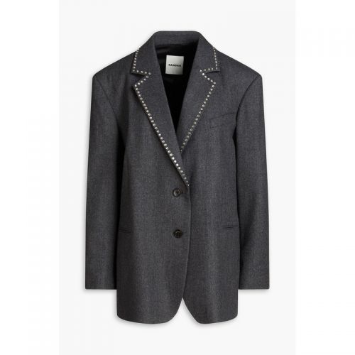 산드로 Crystal-embellished brushed wool-twill blazer