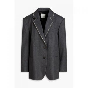 산드로 Crystal-embellished brushed wool-twill blazer