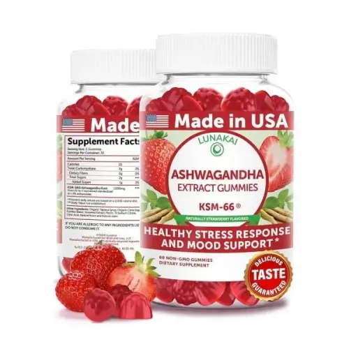 Lunakai 미국산 KSM-66 Ashwagandha 젤리 여성 및 남성용 - GMO <b>프리</b> <b>스트레스</b>, 기분 및 수면 지원 보충제,