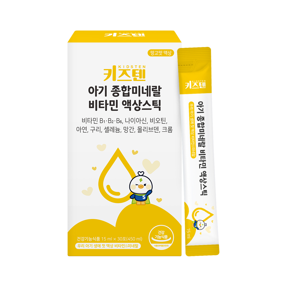키즈텐 아기 종합<b>미네랄</b> <b>비타민</b> 액상스틱 15ml x 30포, 4개